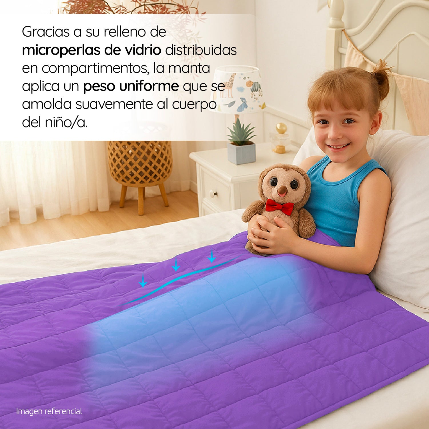 Manta De Gravedad niños Violeta 3,2 kg 152x102 cm Trastorno Sueño