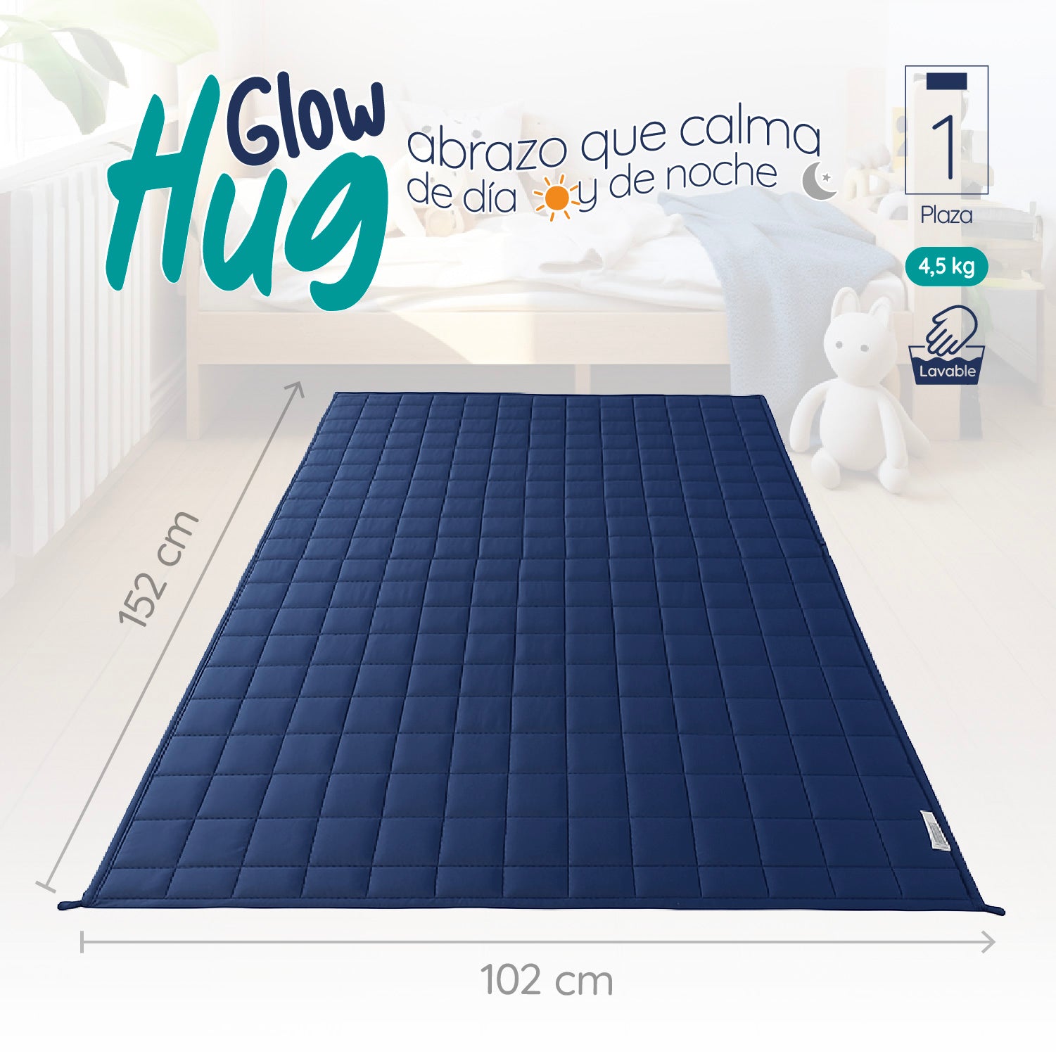 Manta De Gravedad niños Azul oscuro 4,5 kg 152x102 cm Trastorno Sueño