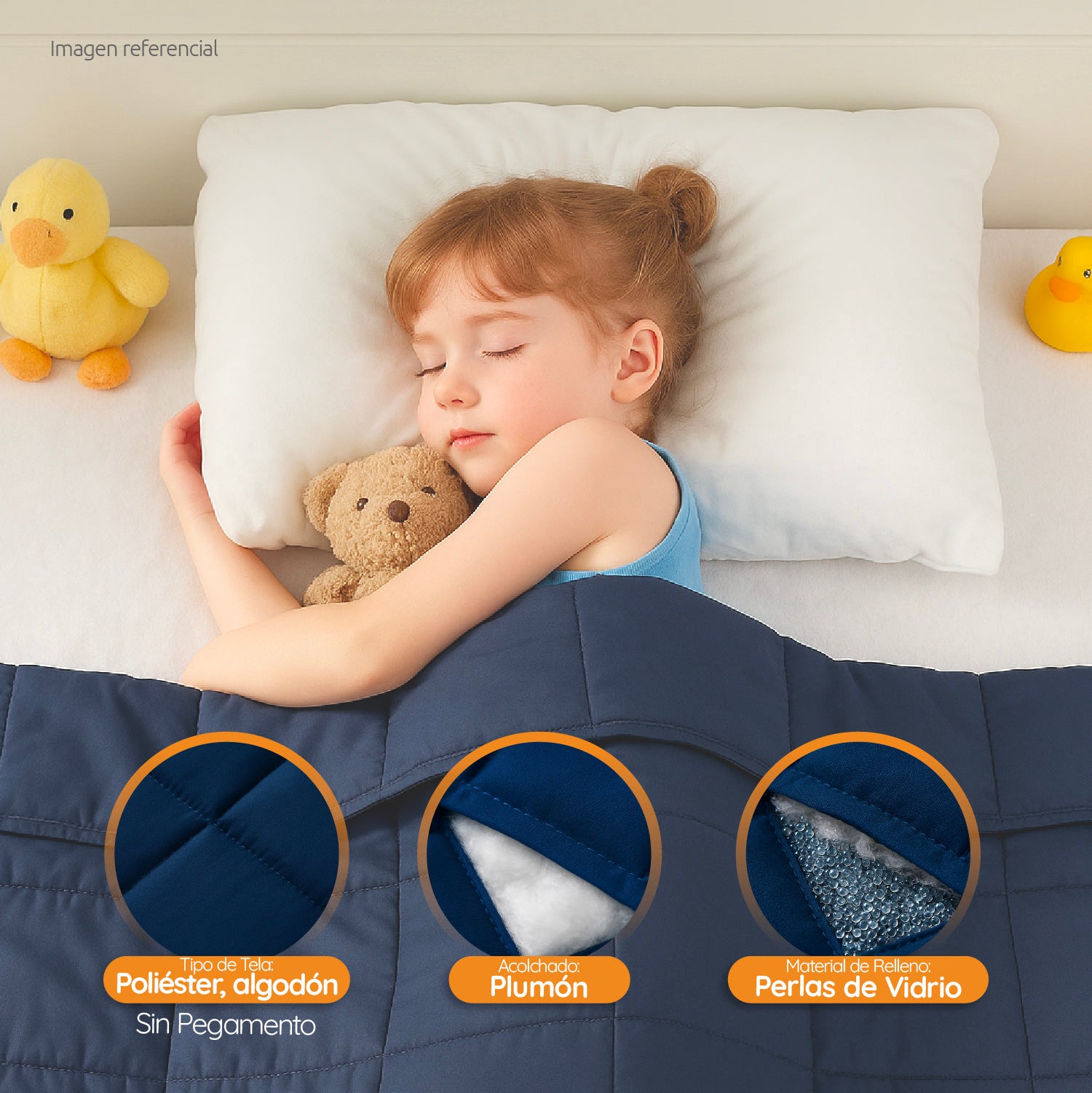 Manta De Gravedad niños Azul oscuro 4,5 kg 152x102 cm Trastorno Sueño