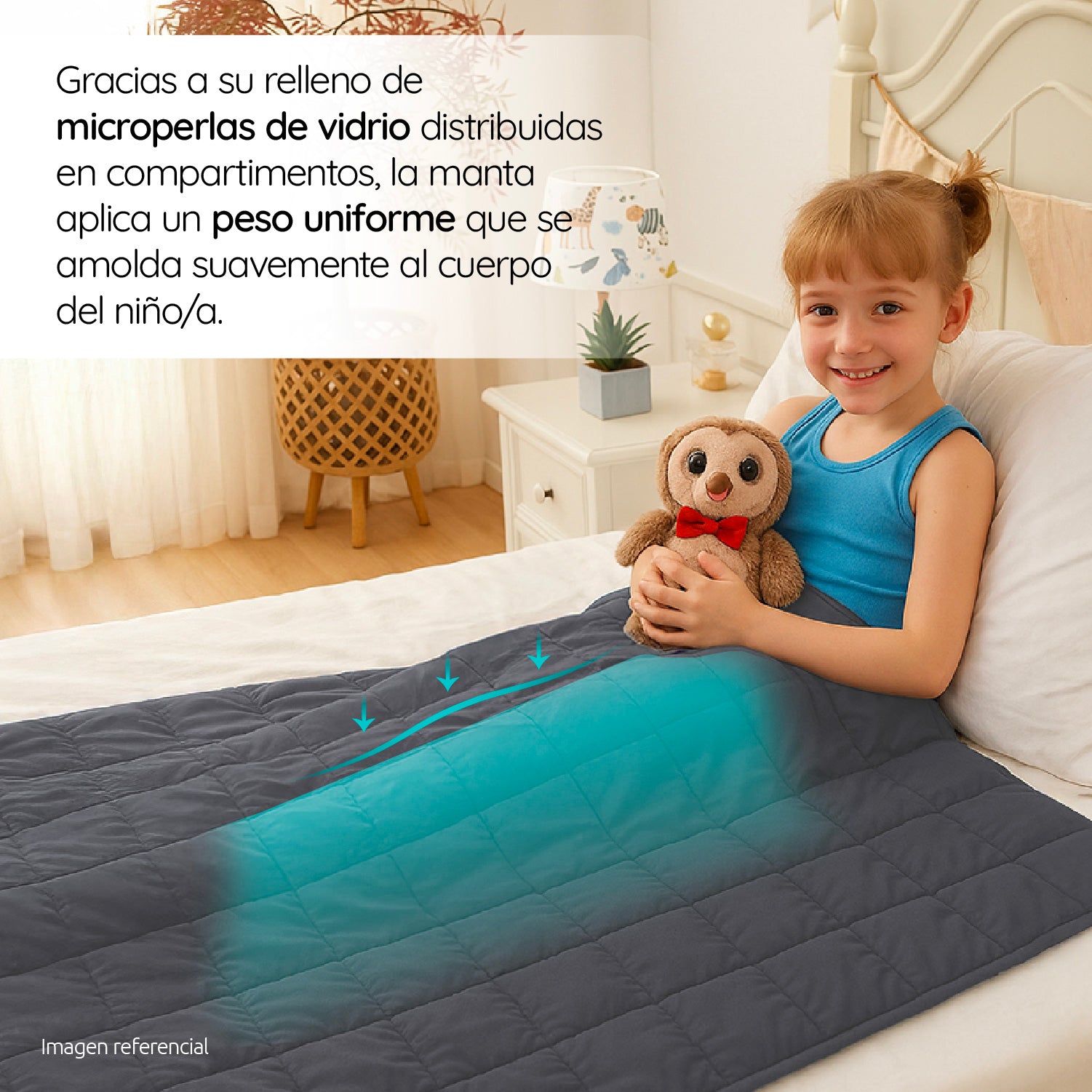 Manta De Gravedad niños Gris 4,5 kg 152x102 cm Trastorno Sueño
