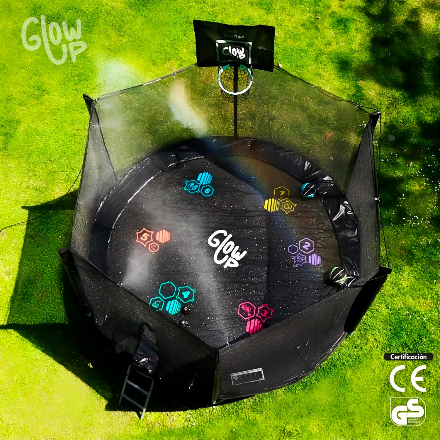 Cama Elástica 10ft 3.05 mts GlowUp Malla y Escalera Limited Edition