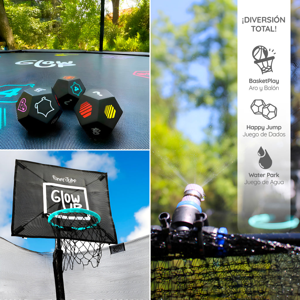 Cama Elástica 10ft 3.05 mts GlowUp Malla y Escalera Limited Edition