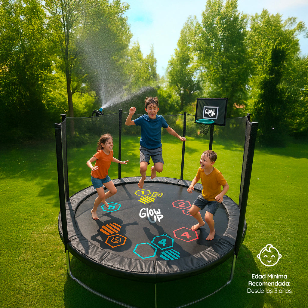 Cama Elástica 8ft 2.44 mts GlowUp Malla Escalera y Juegos Limited Edition