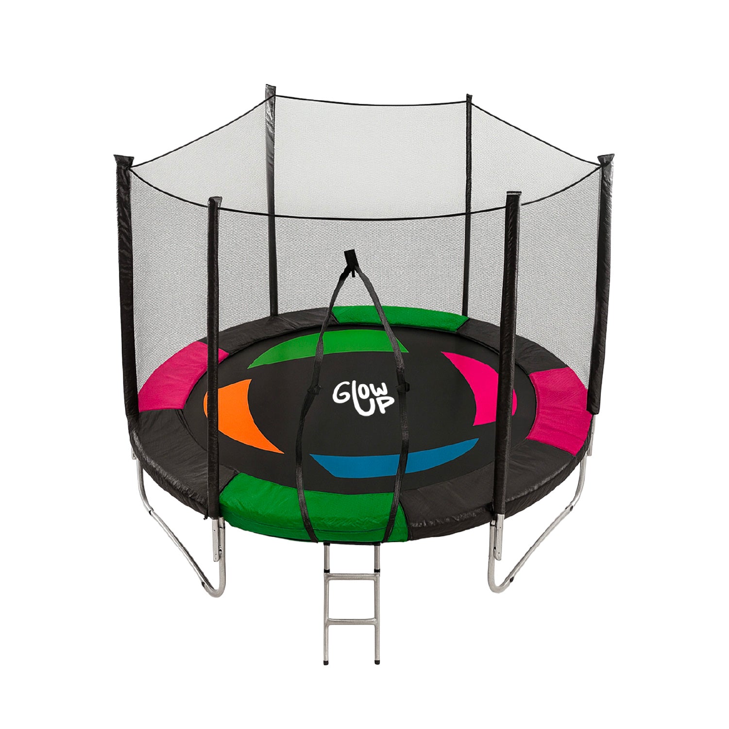 Cama Elástica Glowup 2,44 mt 8ft GlowUp Con Malla y Escalera Edición Exclusiva P