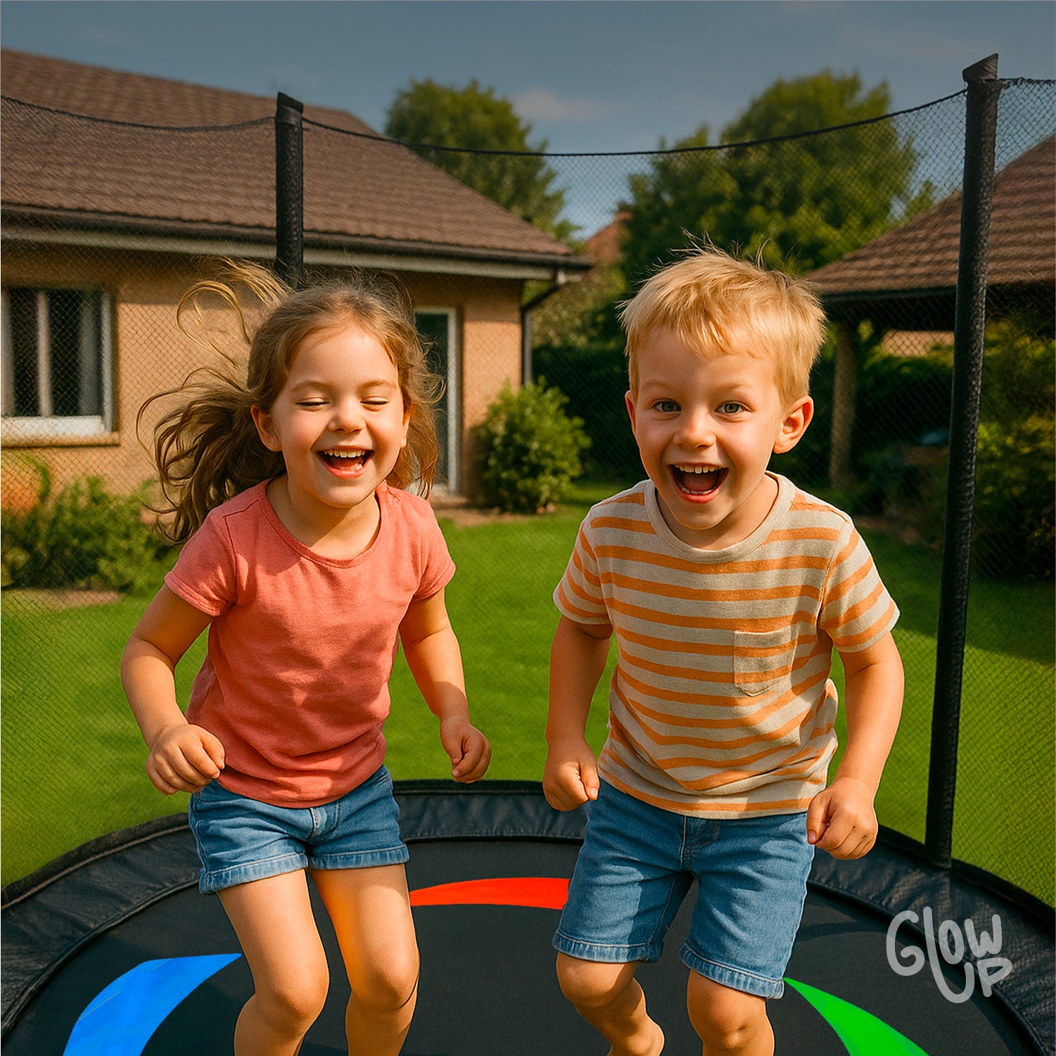 Cama Elástica Glowup 2,44 mt 8ft GlowUp Con Malla y Escalera Edición Exclusiva P