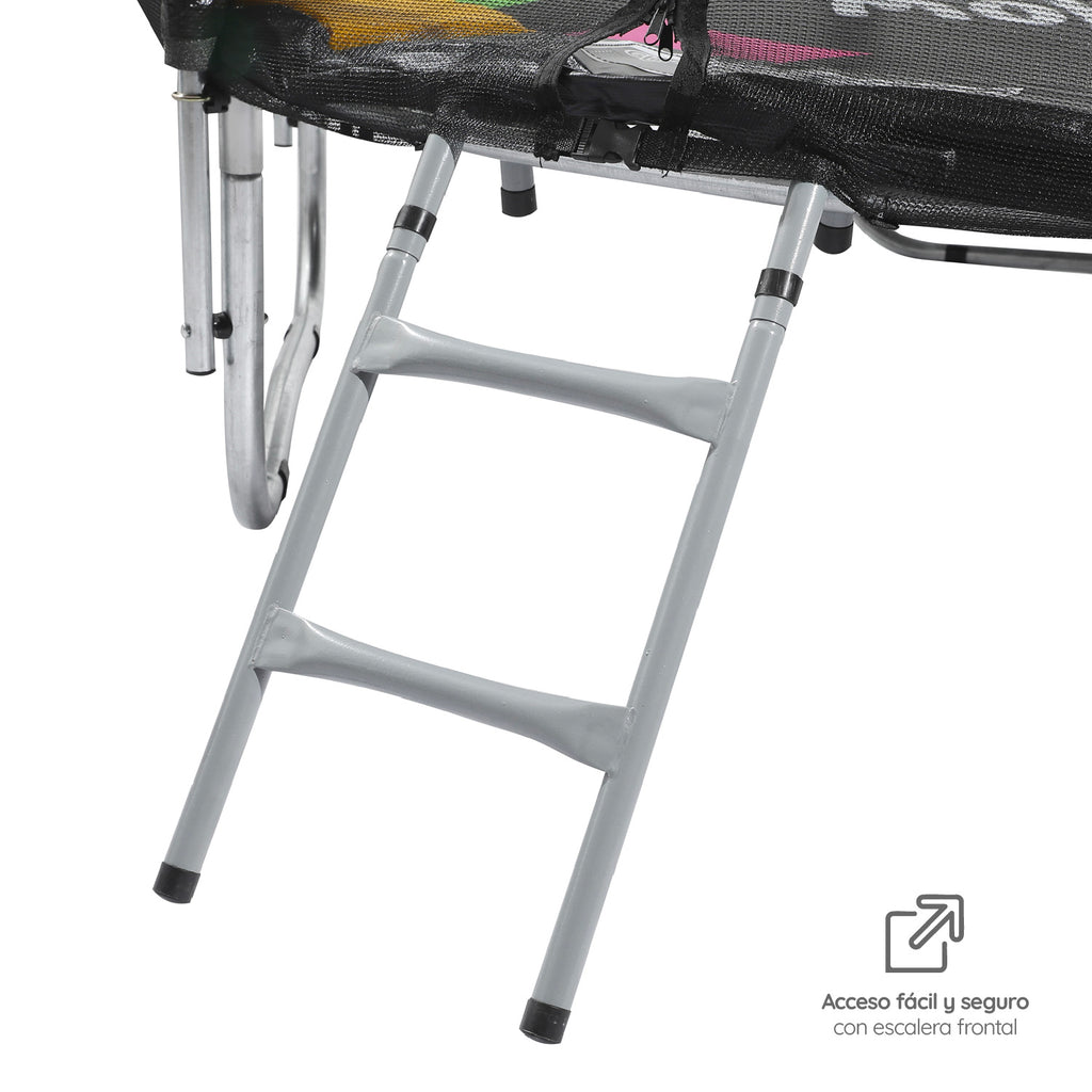 Cama Elástica Glowup 2,44 mt 8ft GlowUp Con Malla y Escalera Edición Exclusiva P