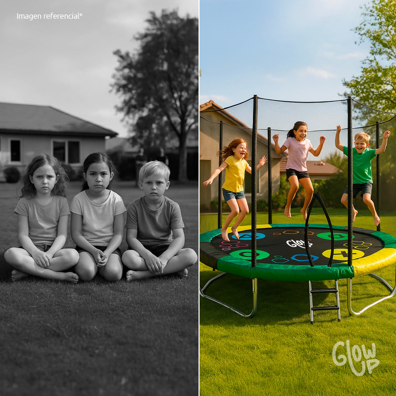 Cama Elástica 2,44 mts 8ft Glowup Malla de seguridad y escalera Edición Exclusiva F