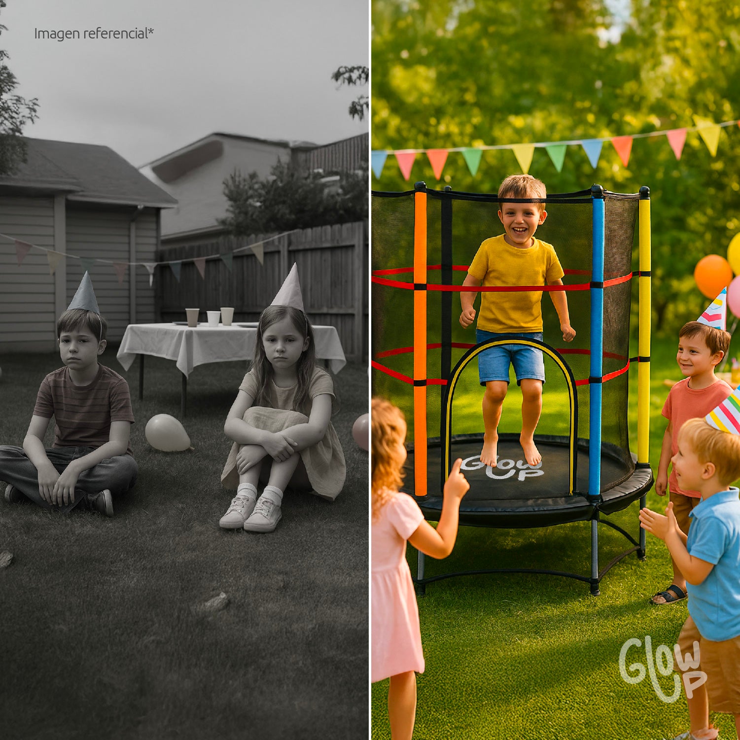 Cama Elástica GlowUp 1,40 x 1,60 mt 4,5 Ft Malla Seguridad Superior