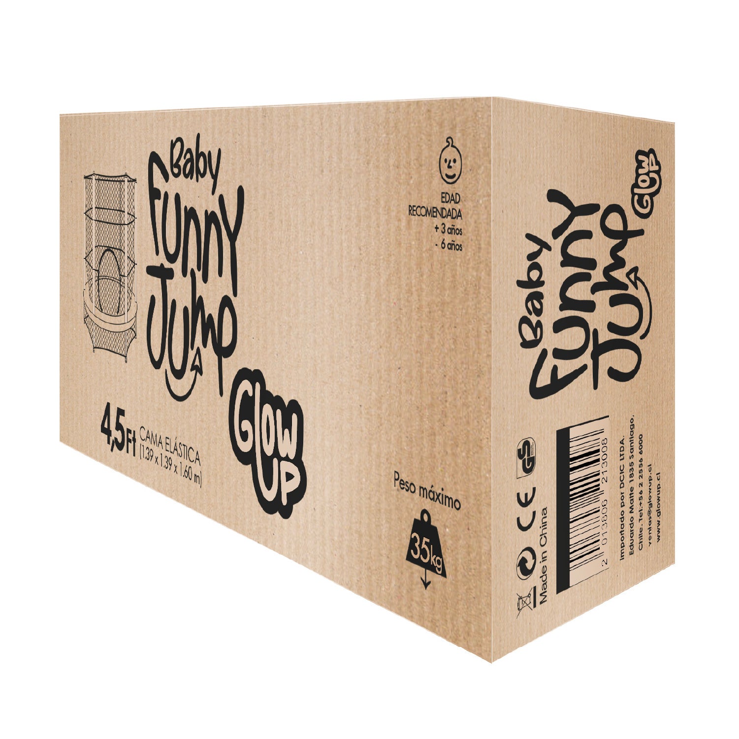 Cama Elástica GlowUp 1,40 x 1,60 mt 4,5 Ft Malla Seguridad Superior