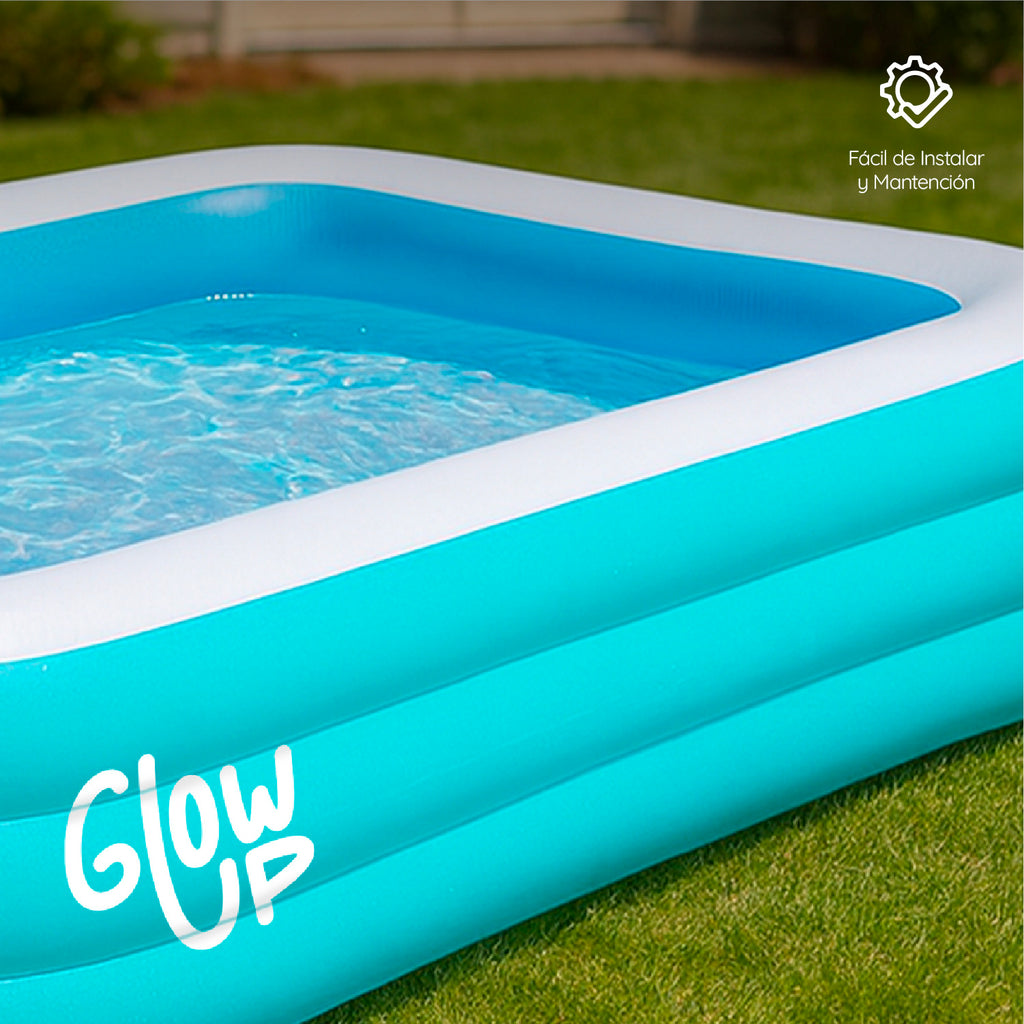 Piscina inflable 210x150x65 cm 850 Litros Celeste GlowUp