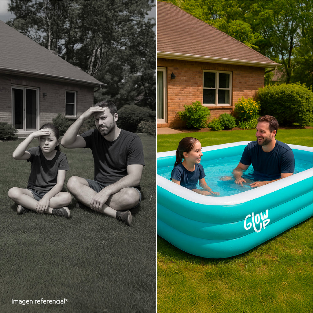 Piscina inflable 210x150x65 cm 850 Litros Celeste GlowUp