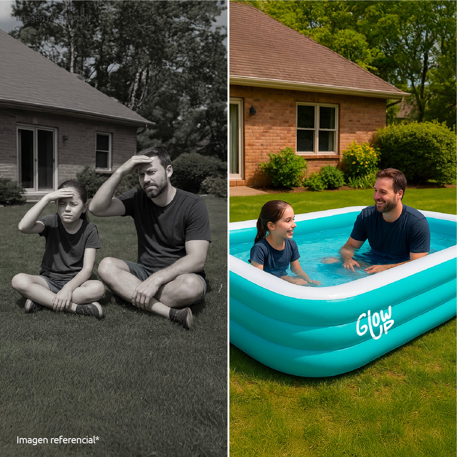 Piscina inflable 210x150x65 cm 850 Litros Celeste GlowUp