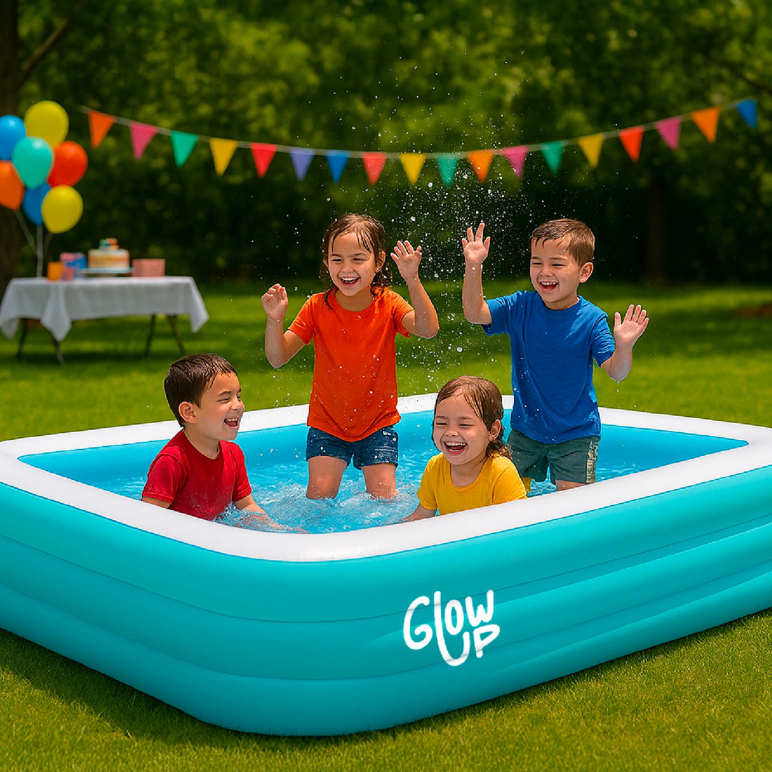 Piscina inflable 210x150x65 cm 850 Litros Celeste GlowUp