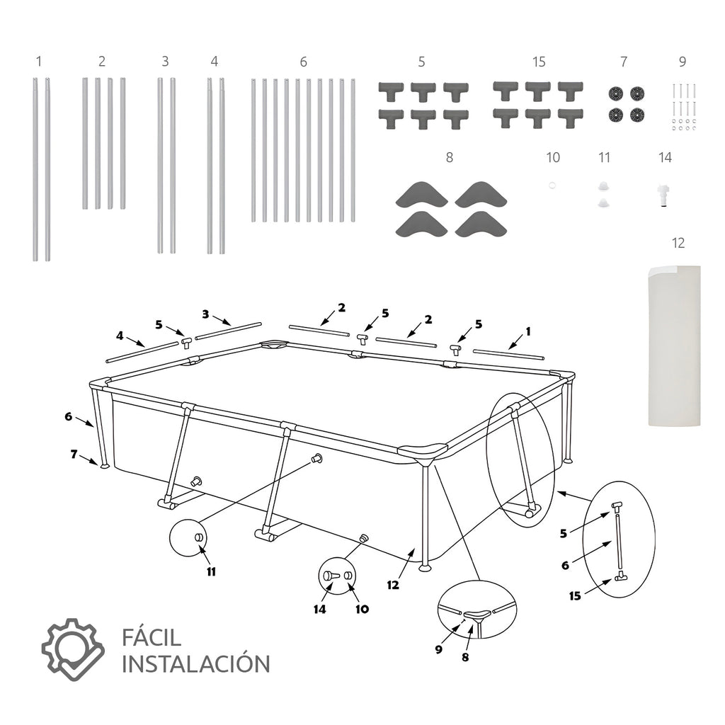 Piscina Estructural 1287 Lts 228X159X42 cm Glowup