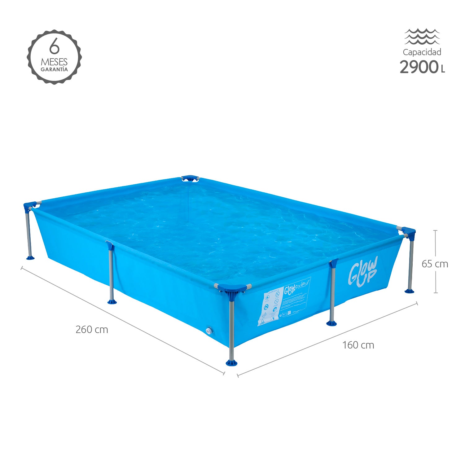 Piscina Estructural 2612 Litros Glowup 260X160X65 CM