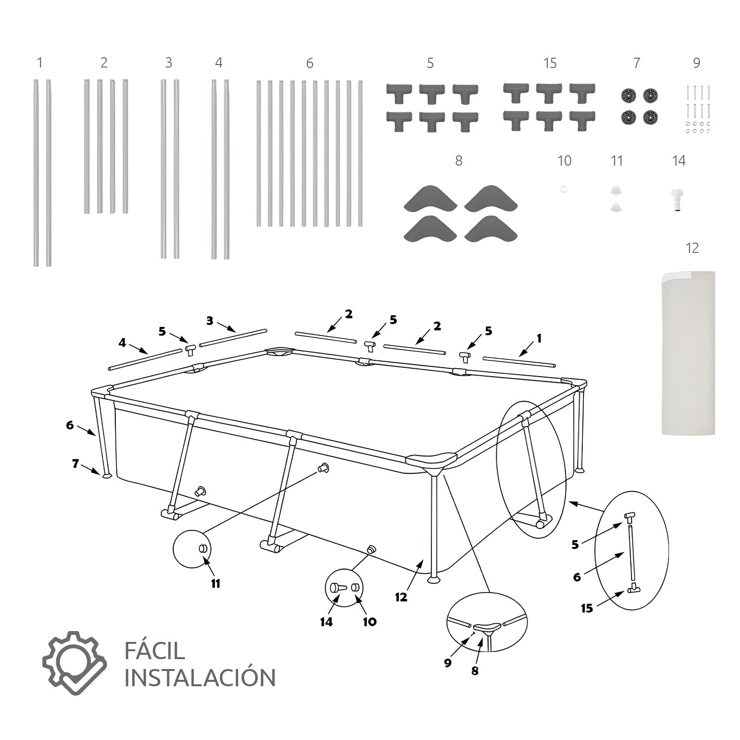 Piscina Estructural 2612 Litros Glowup 260X160X65 CM
