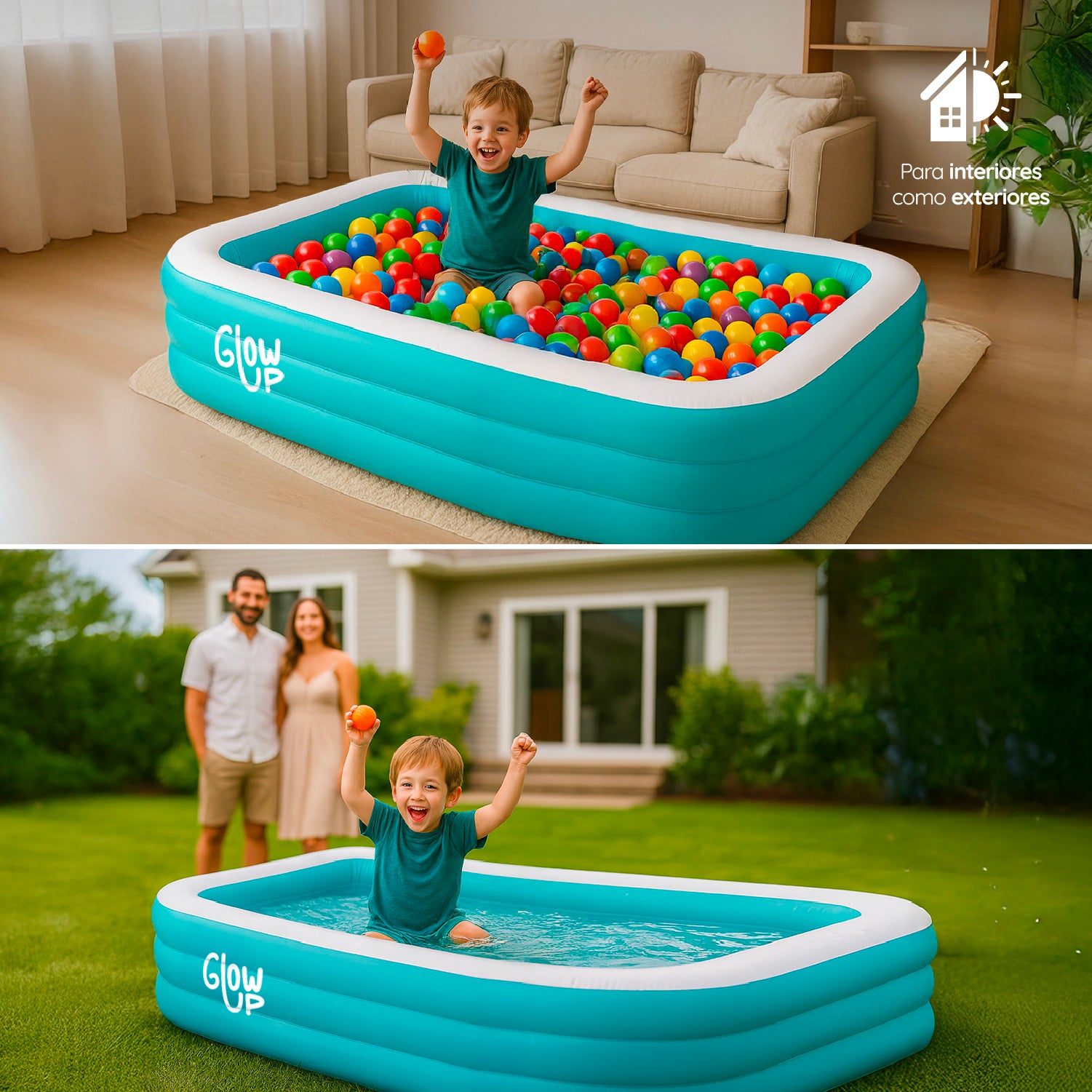 Piscina Inflable 150x105x50 cm con Inflador GlowUp