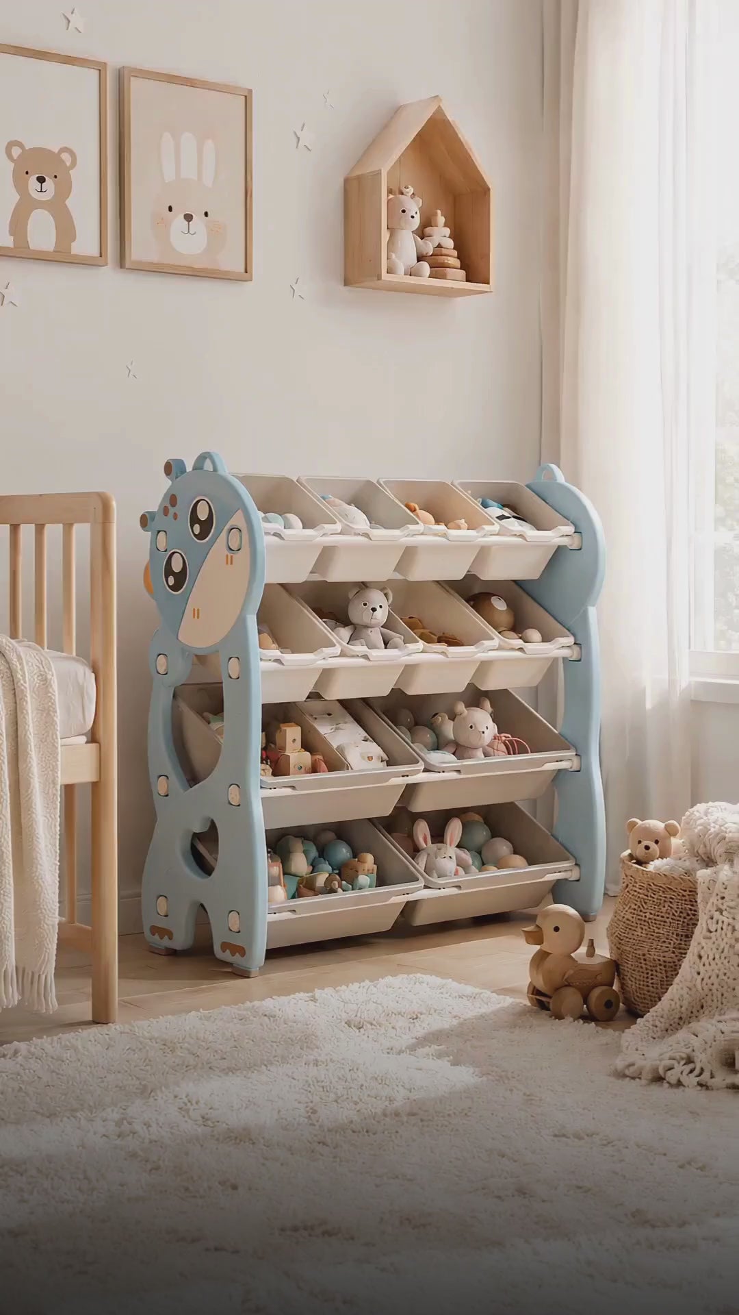 Mueble organizador juguetes niños con 12 contenedores GlowUp